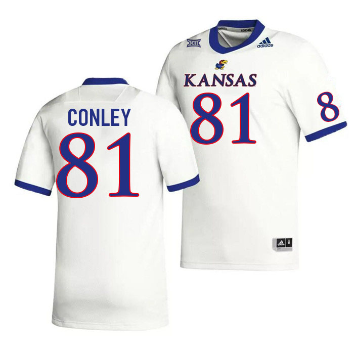 Men #81 Quinton Conley Kansas Jayhawks College Football Jerseys Stitched Sale-White